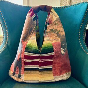 Totem Salvaged Boho Bucket Bag with Donkey and Serape